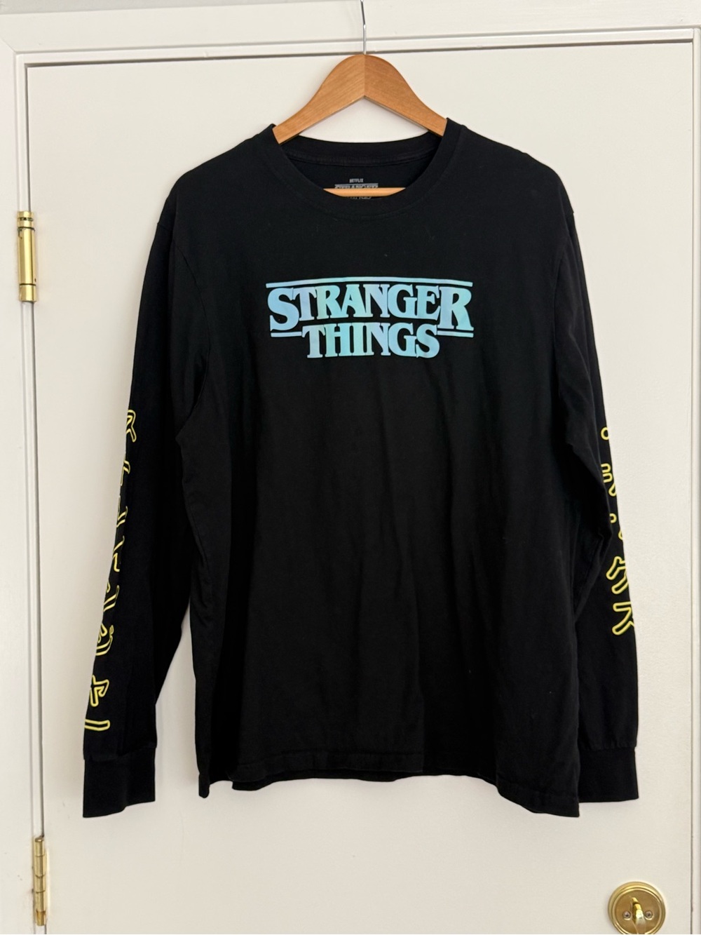 Stranger Things/ Black Long-Sleeve Graphic Shirt